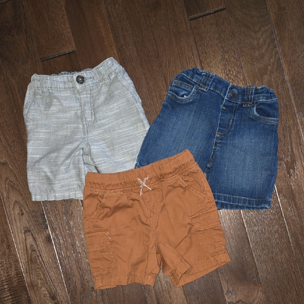 Jumping Beans Kids Shorts Set - Gray, Denim Blue, and Brown